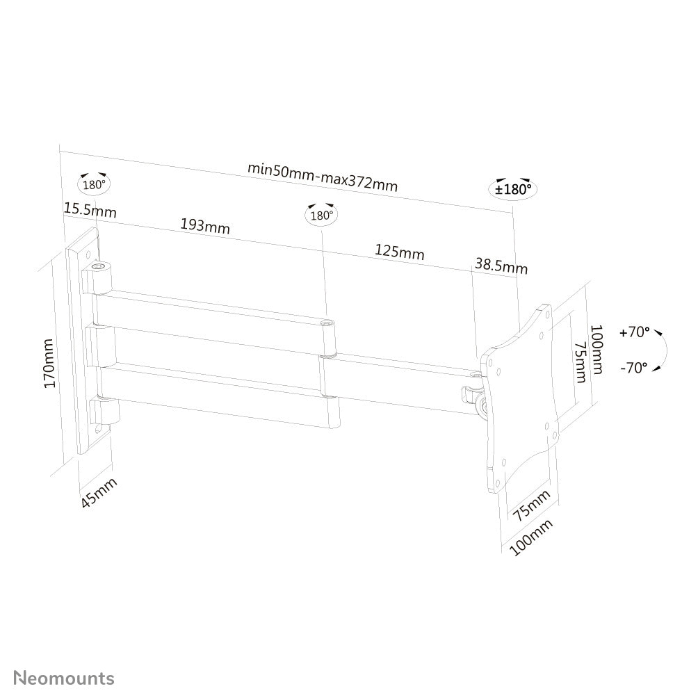 Neomounts FPMA-W830BLACK Monitor/TV mount wall 10-27" - full motion