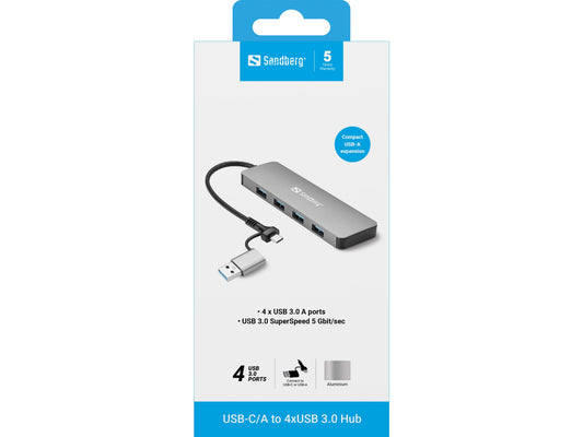 Sandberg USB-C/A to 4xUSB 3.0 Hub