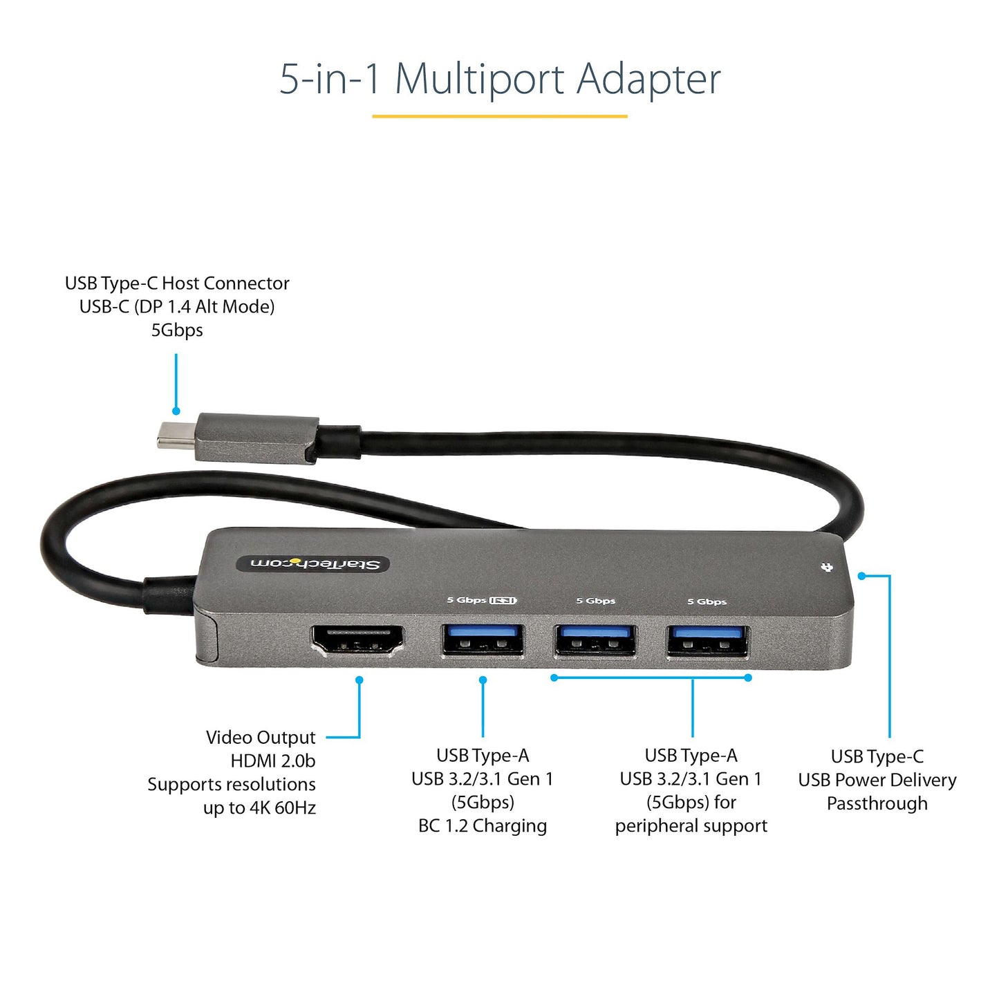 StarTech.com Multiport Adapter 2.0b USB-C Docking Station 100W
