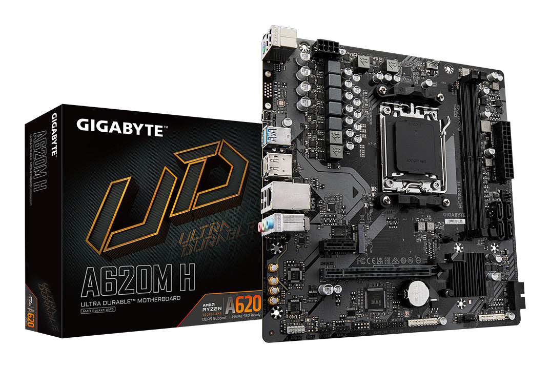 Gigabyte A620M H Motherboard - Supports AMD Ryzen 8000 CPUs, 5+2+2 Phases Digital