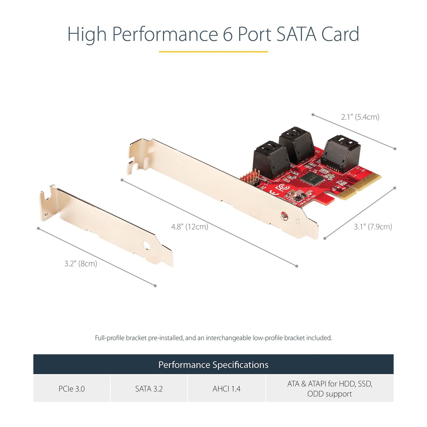 StarTech.com SATA PCIe Card - 2 Port PCIe SATA Expansion Card - 6Gbps - Full/Low Hub (2P6G)