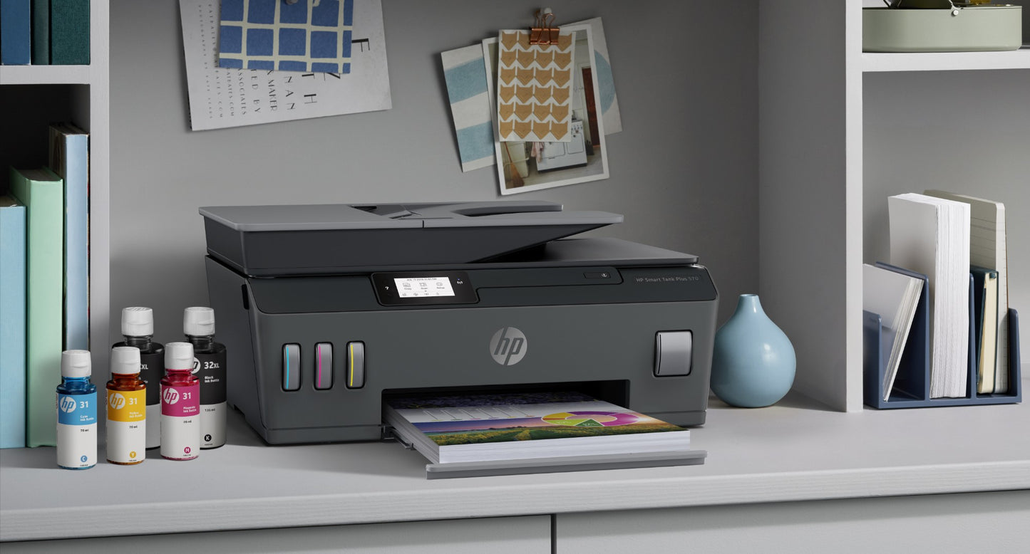 HP Smart Tank Plus 570 Wireless All-in-One Color Printer, Copier, Scanner