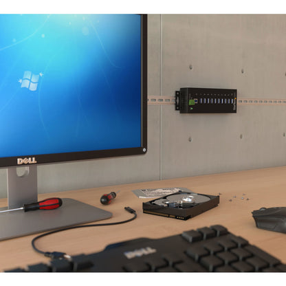 StarTech.com 10-Port USB 3.0 Hub - 5Gbps - Metal Industrial USB-A Hub with ESD &