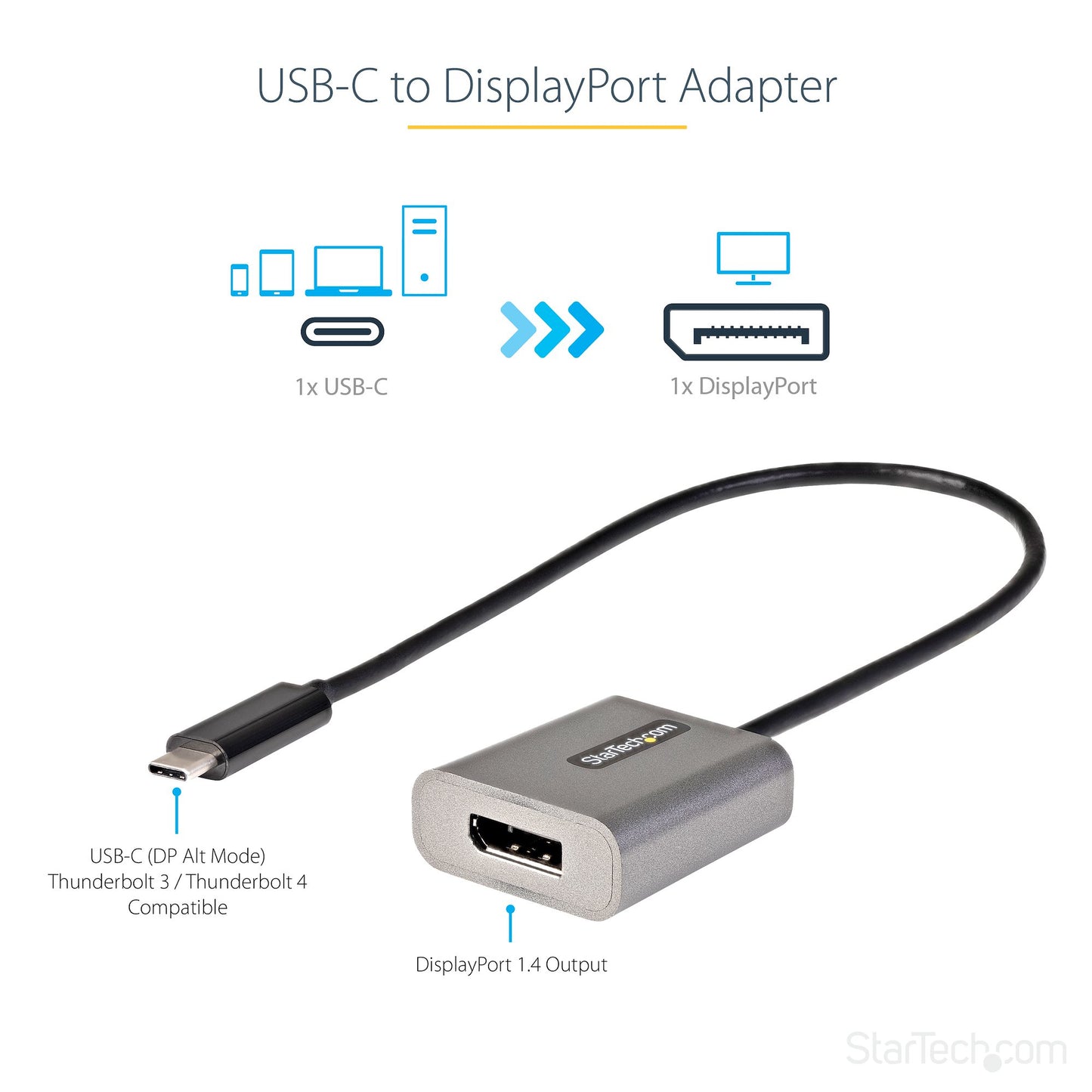 StarTech.com USB C to DisplayPort Adapter - 8K/4K 60Hz USB-C to DisplayPort 1.4 Hub