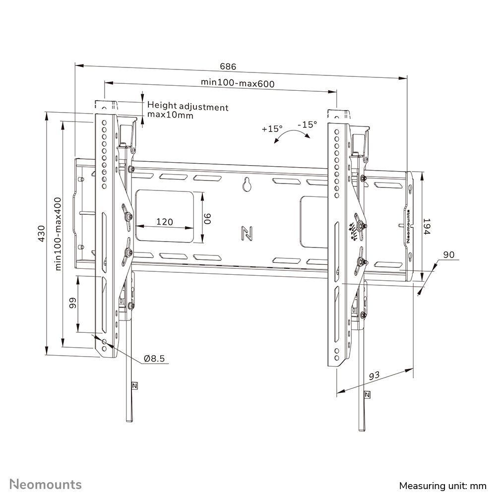 Neomounts WL35-750BL16 Heavy duty wall mount 42-86" - tilt - lockable - fast