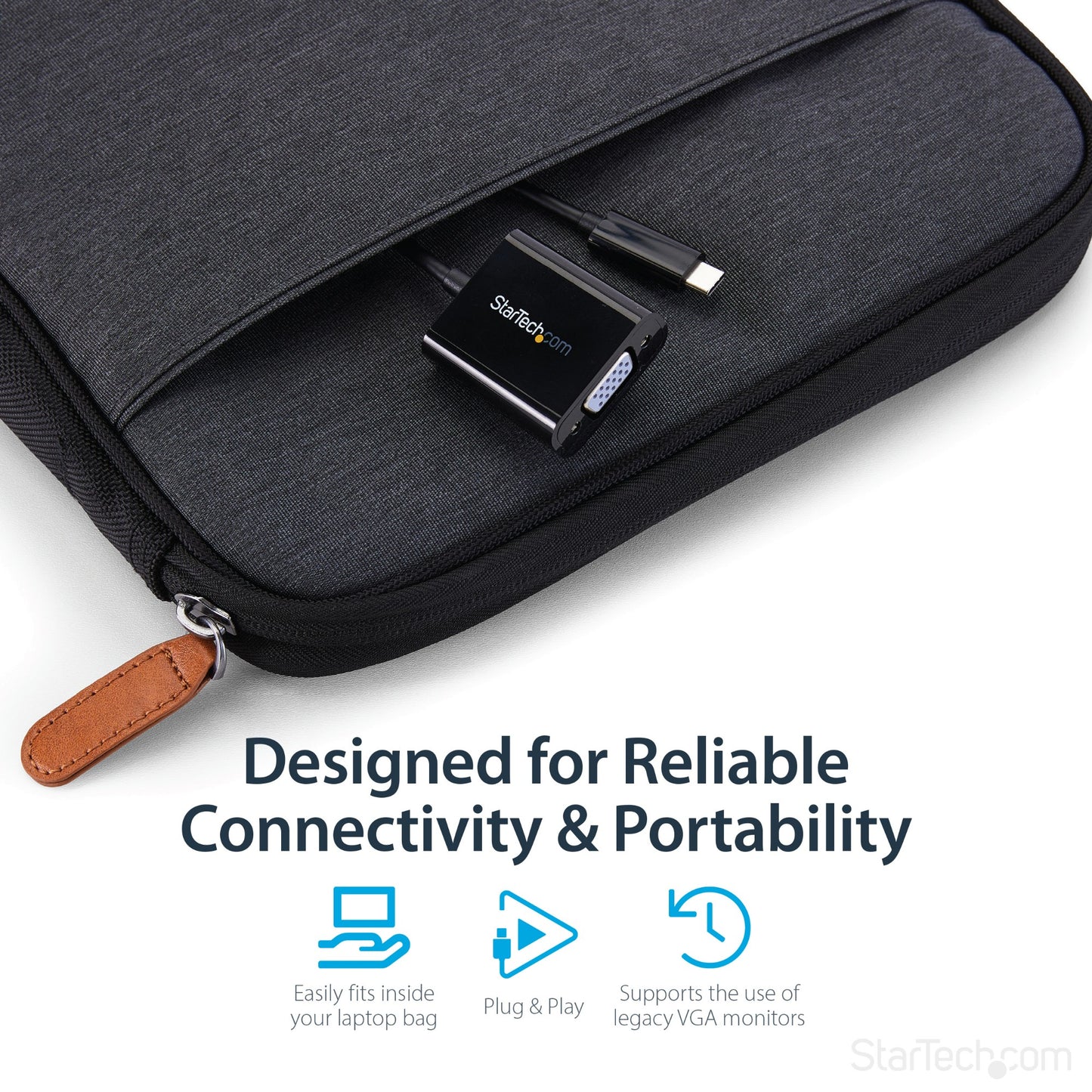 StarTech.com USB-C to VGA Adapter - Black - 1080p - Video Converter For Your MacBook Hub
