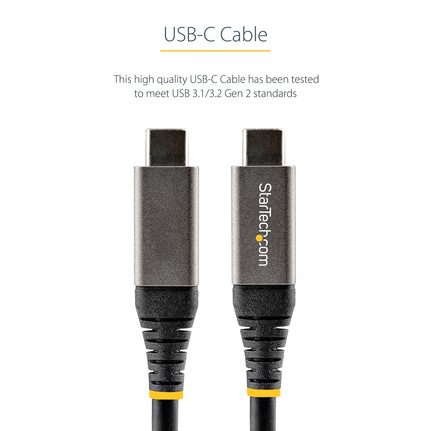 StarTech.com 1.6ft (50cm) USB-C Cable, USB 10Gbps, 100W (5A) Power Delivery, 8K 60Hz