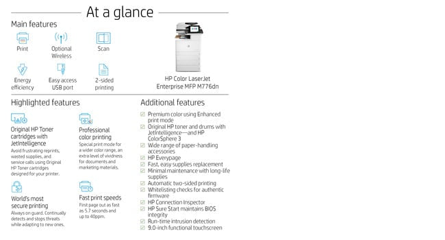 HP Color LaserJet Enterprise MFP M776dn Printer