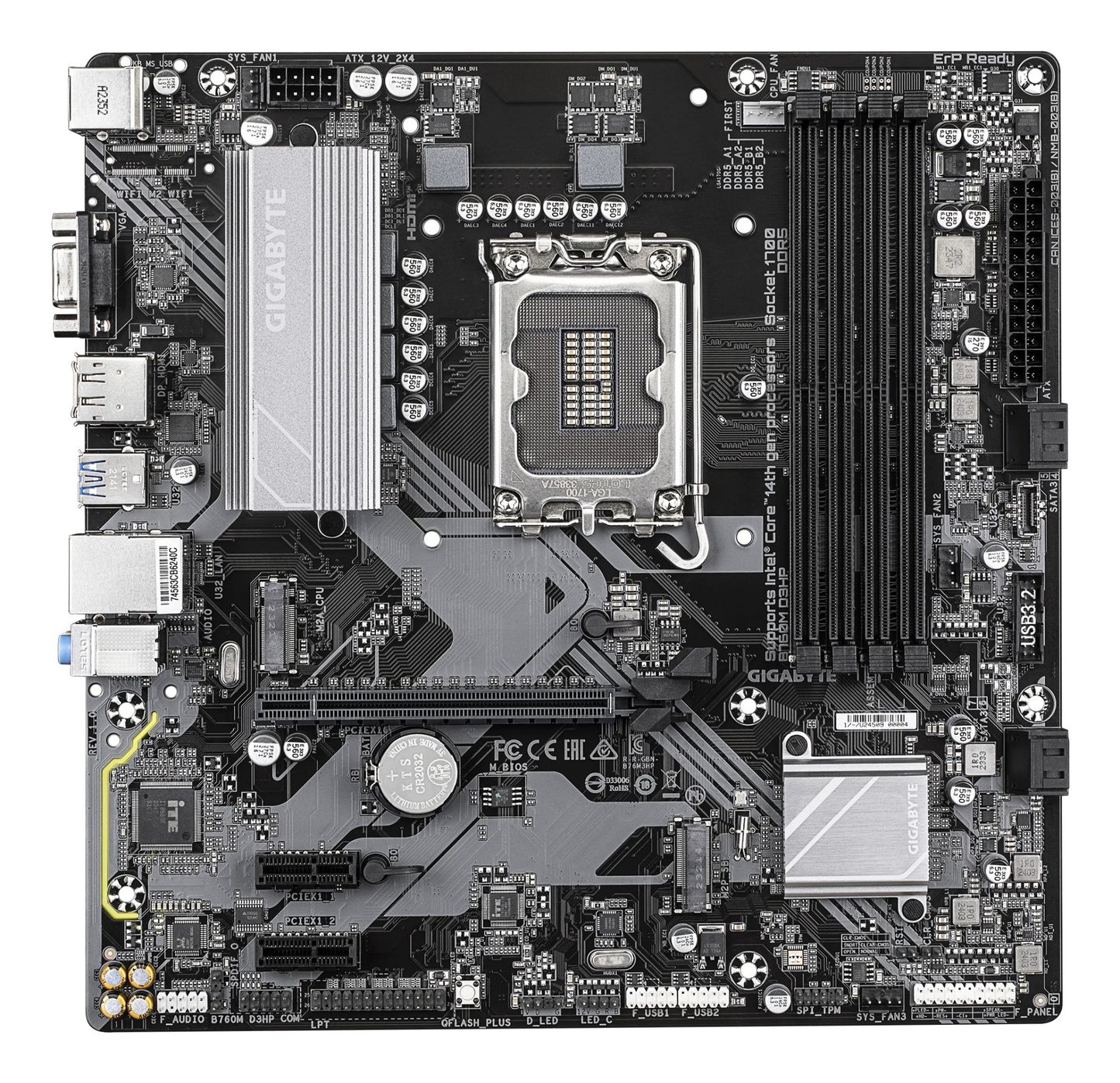 Gigabyte B760M D3HP Motherboard - Intel Core 14th Gen CPUs, 4+1+1 Phases VRM, up to