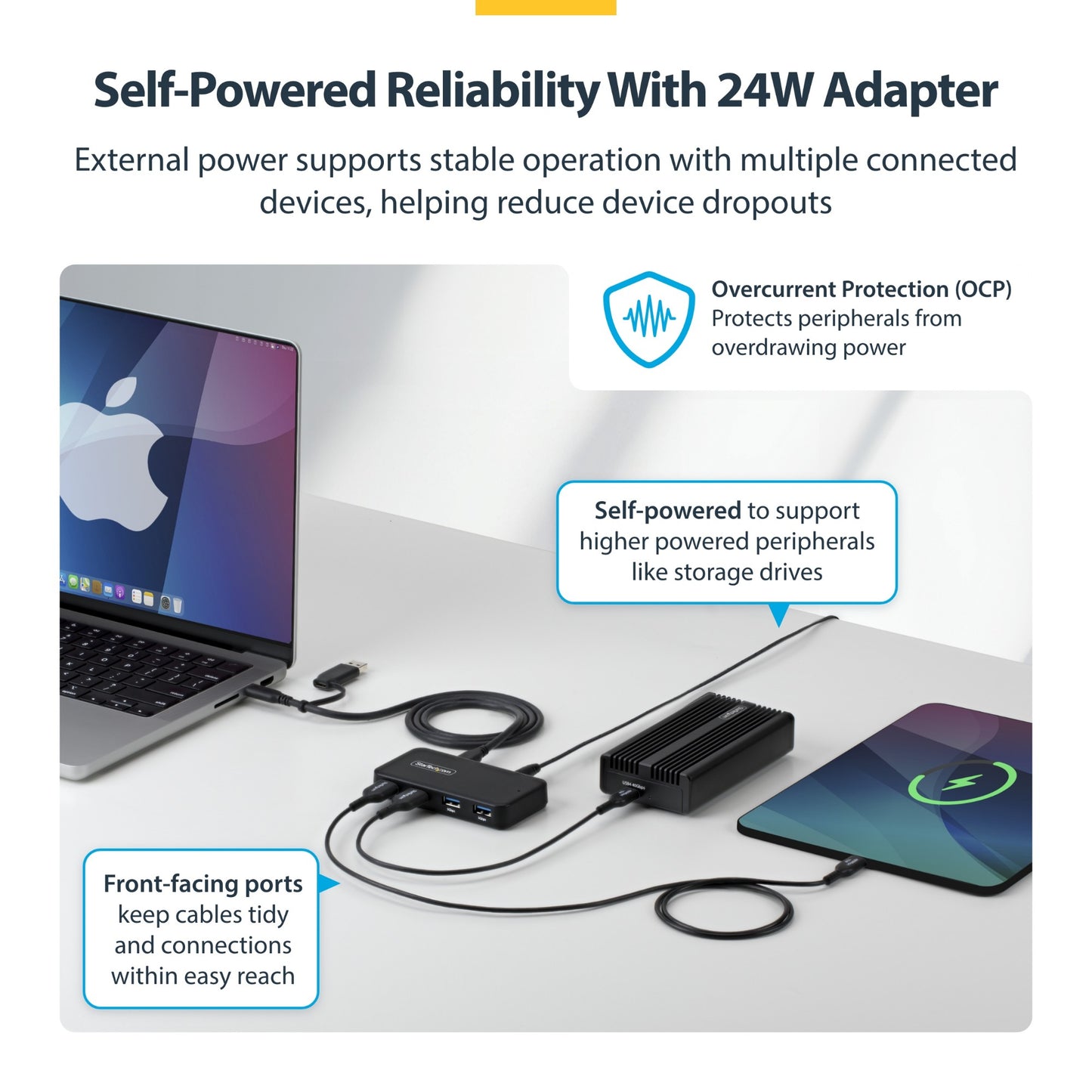 StarTech.com 4-Port USB-A Hub, 5Gbps, Self-Powered, 2-in-1 USB-C and USB-A Host