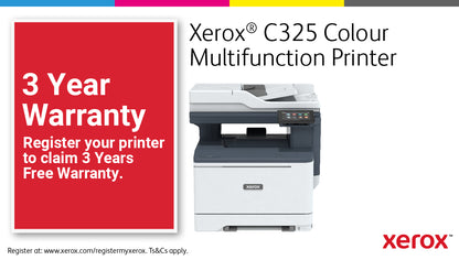 Xerox C325 A4 33ppm Wireless Duplex Copy/Print/Scan/Fax PS3 PCL5e/6 2 Trays Total Printer