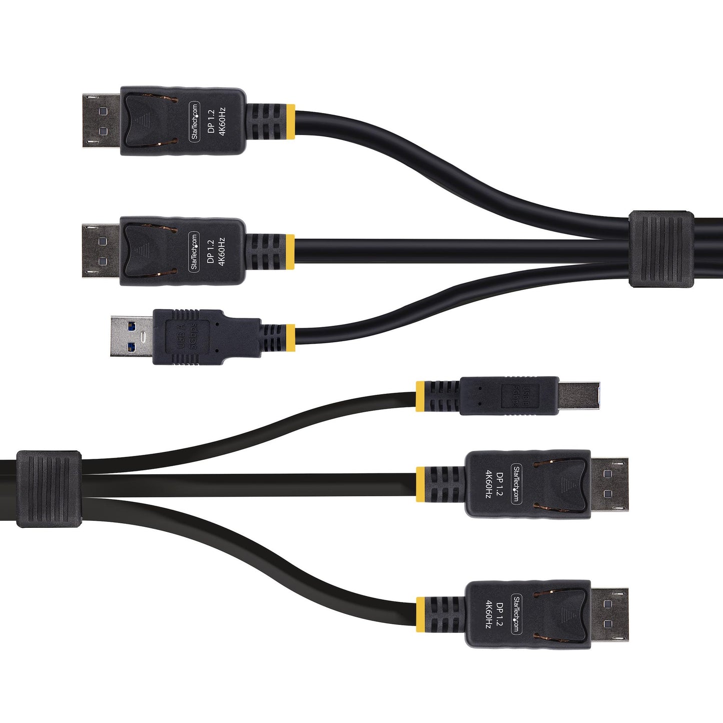 StarTech.com 6ft (1.8m) Dual-DisplayPort and USB 5Gbps KVM Cable, 4K 60Hz