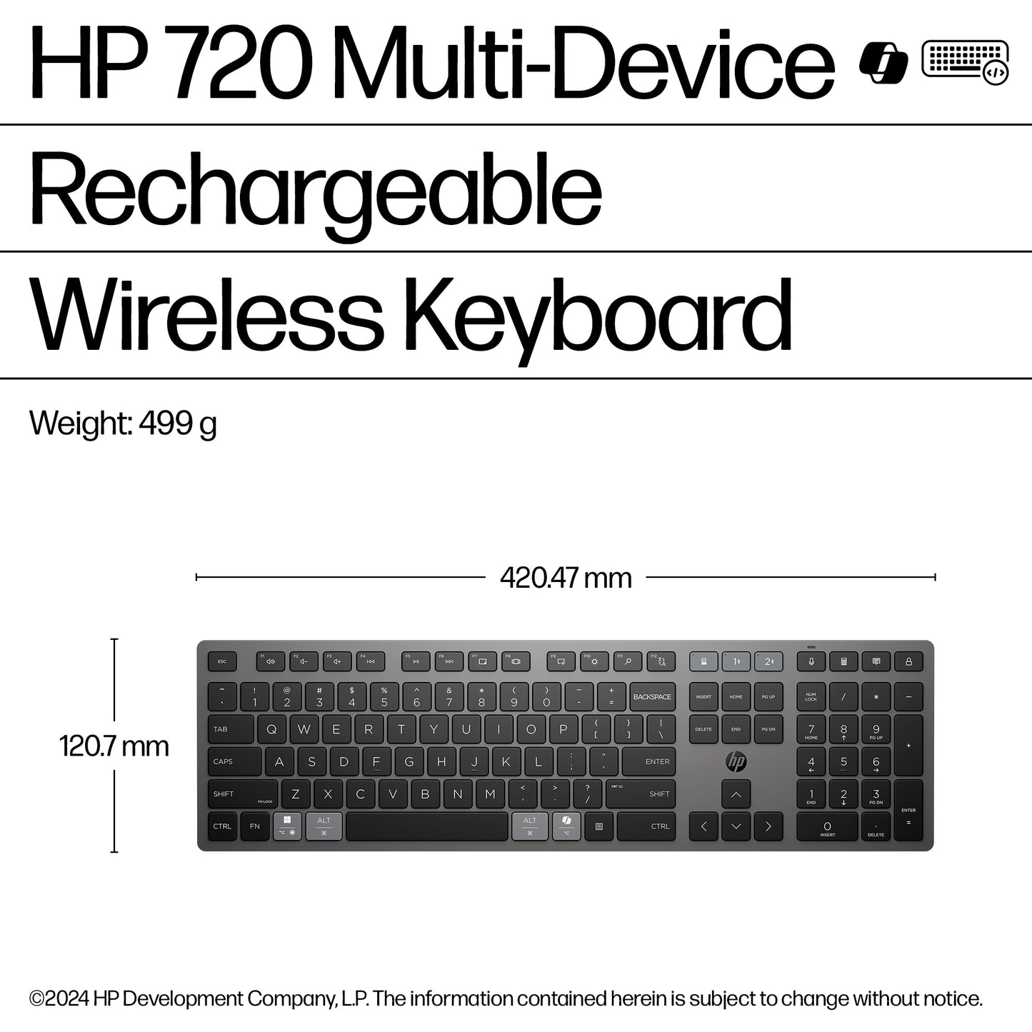 HP 720 Multi-Device Wireless Keyboard