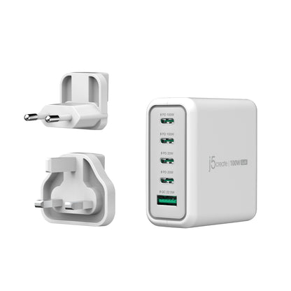 j5create JUP53100 100W GaN USB-C® 5-Port Charger