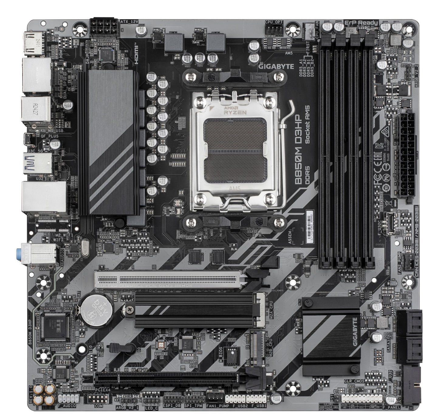 Gigabyte B850M D3HP Motherboard - AMD Ryzen 9000 Series CPUs, 5+2+2 Phases Digital