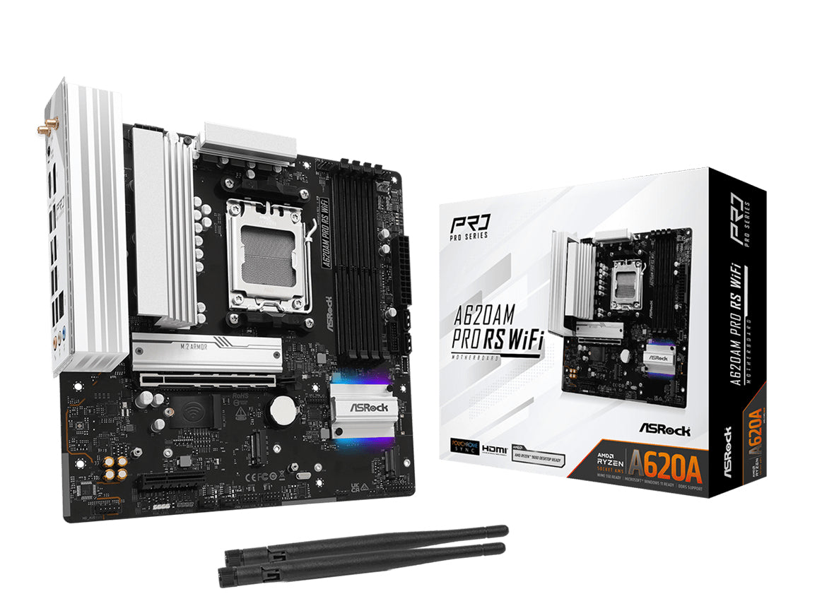 Asrock A620AM Pro RS WiFi AMD A620A Socket AM5 micro ATX Motherboard