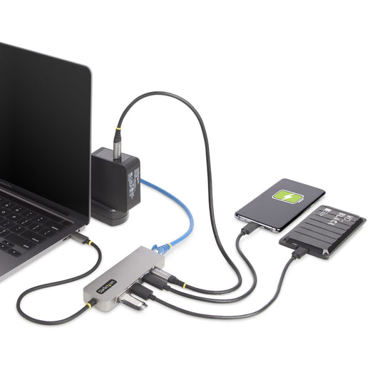 StarTech.com 3-Port Hub Ethernet USB-C Docking Station 100W