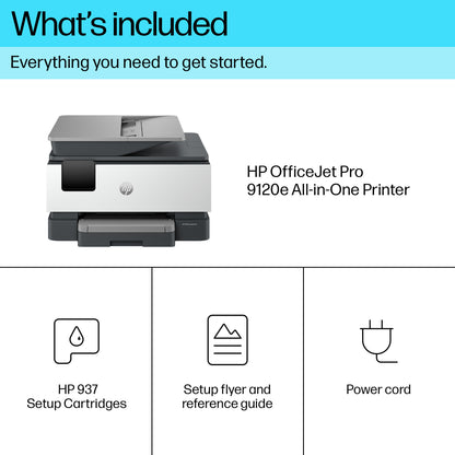 HP OfficeJet Pro 9120e Wireless All-in-One Color Printer, Instant Ink; Two-sided