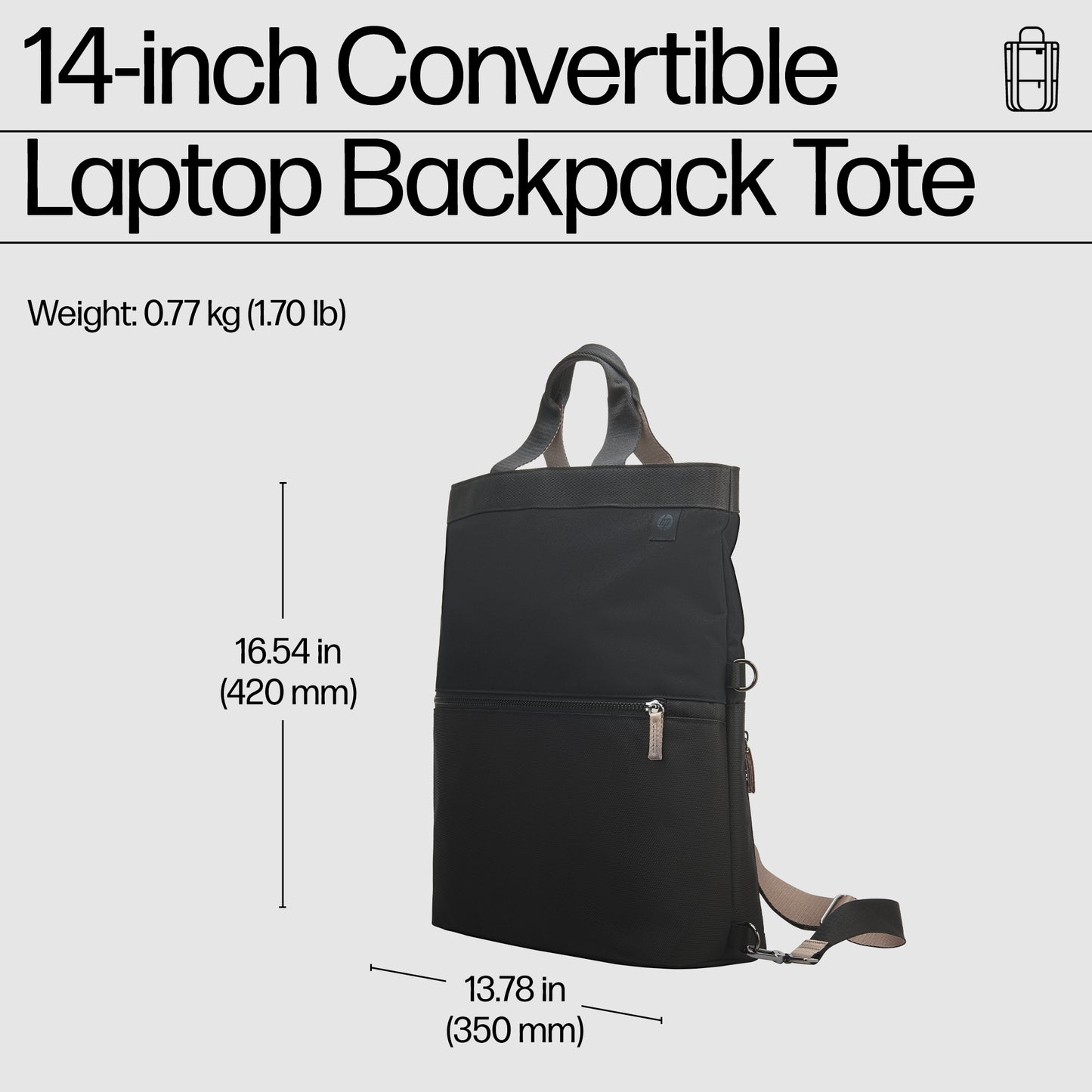 HP 14-inch Convertible Laptop Backpack Tote Laptop Bag