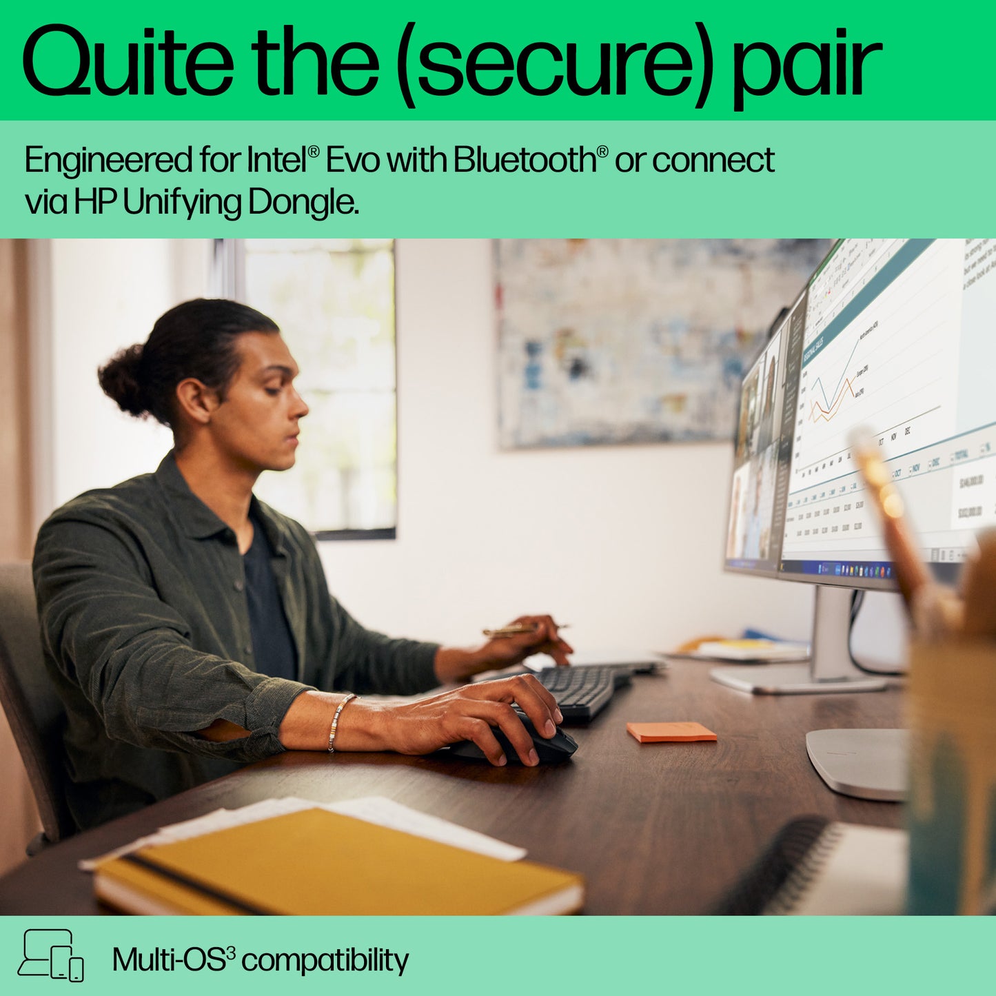 HP 680 Comfort Dual-Mode Wireless Keyboard & Mouse Combo ()