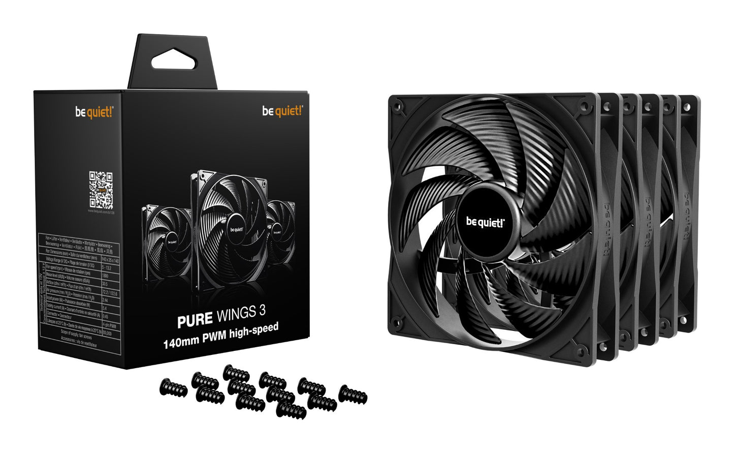 be quiet! Pure Wings 3 140mm | PWM high-speed Triple Pack Computer case Fan 14 cm Cooling