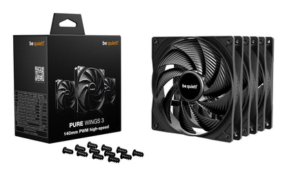 be quiet! Pure Wings 3 140mm | PWM high-speed Triple Pack Computer case Fan 14 cm Cooling