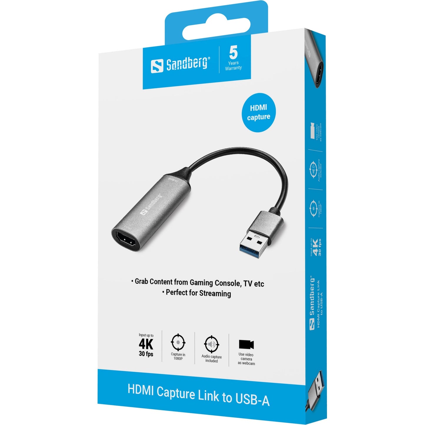 Sandberg HDMI Capture Link to USB-A Hub