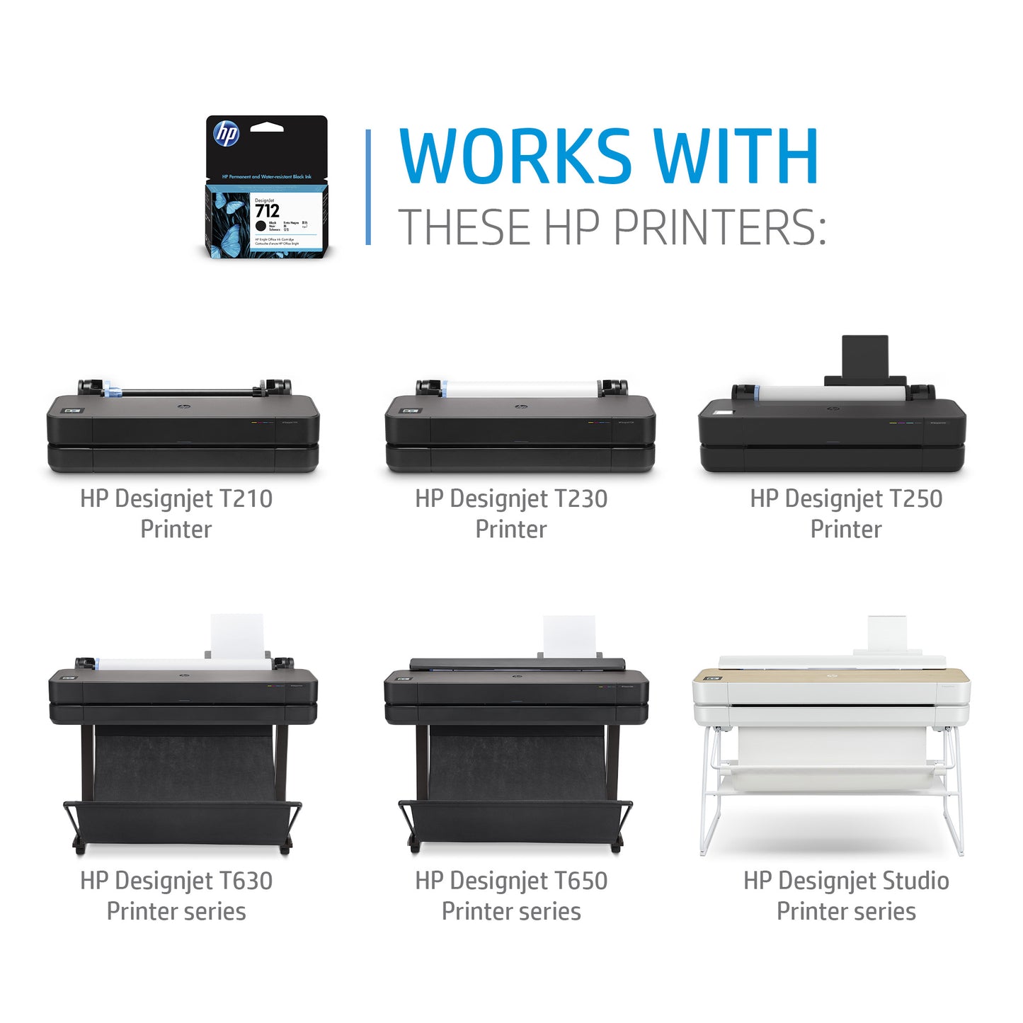 HP 3ED71A/712 Black Ink Cartridge (HP DesignJet T 200)