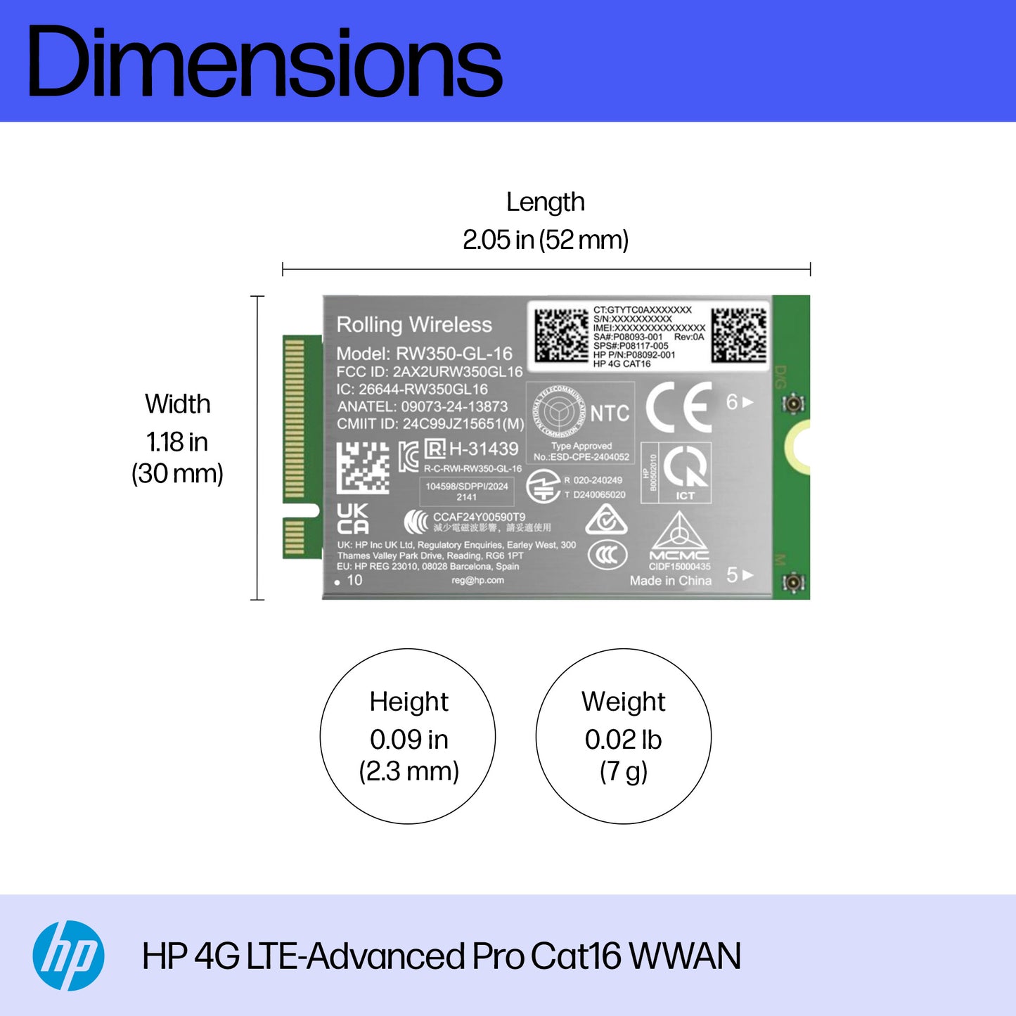 HP 4G LTE-Advanced Pro Cat16 WWAN Internal Network Adapter