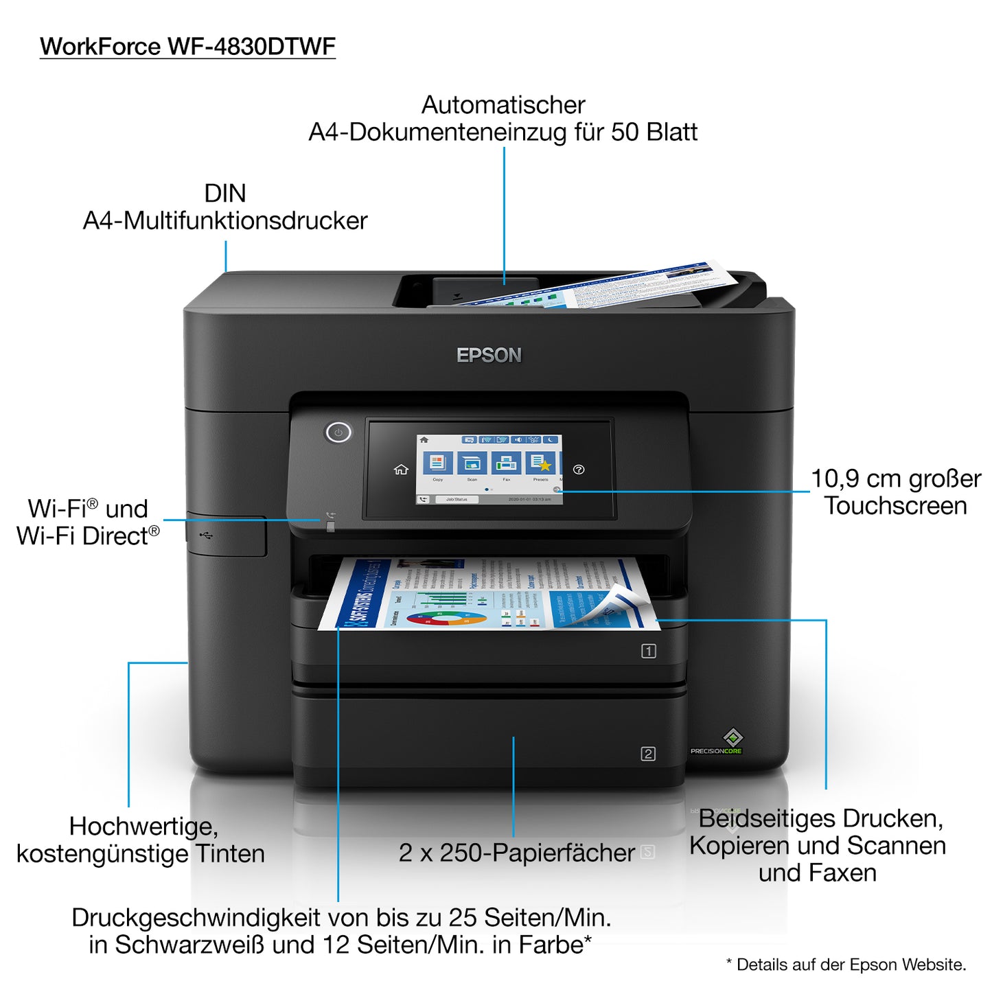Epson WorkForce Pro WF-4830DTWF Inkjet A4 4800 x 2400 DPI 36 ppm Wi-Fi Printer
