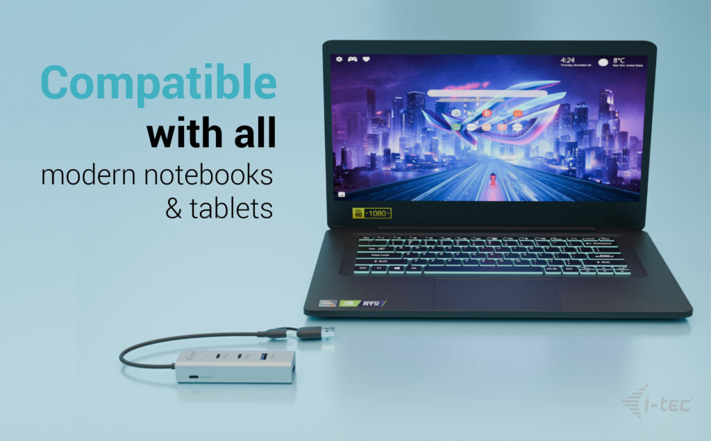 i-tec Metal Universal Charging HUB 2xUSB-C + 2x USB-A Port + Power Delivery 85W