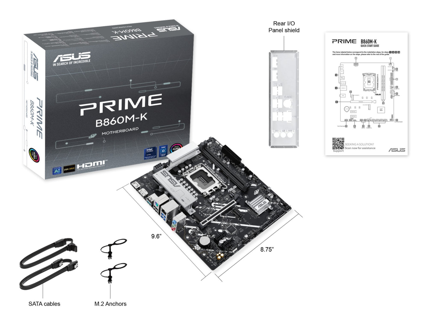 ASUS PRIME B860M-K Intel B860 LGA 1851 (Socket V1) micro ATX Motherboard