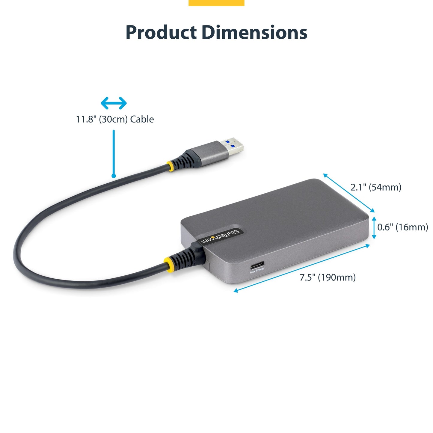 StarTech.com 4-Port USB-A Hub, 5Gbps, Bus Powered, USB-A to 4x USB-A Hub with USB-C
