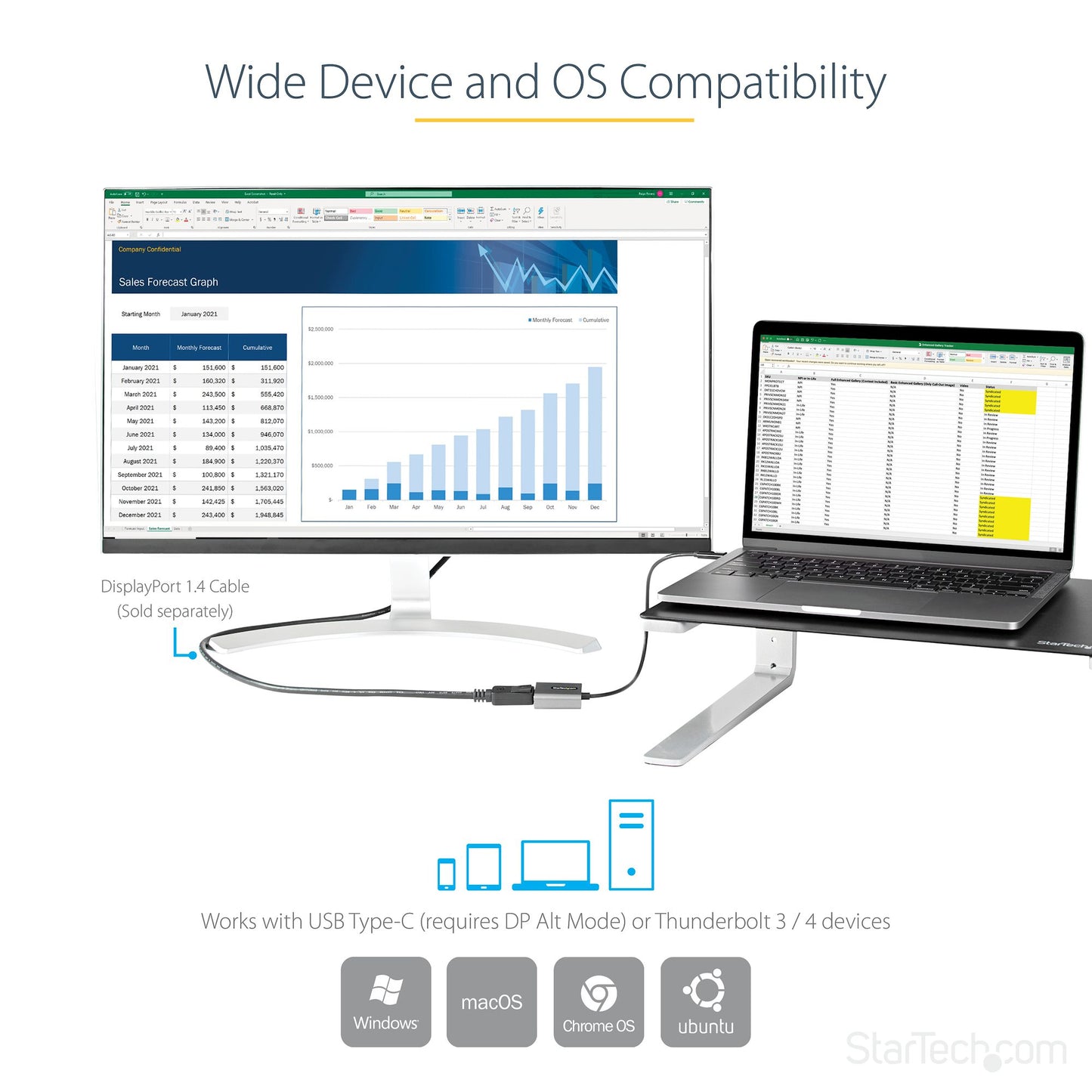 StarTech.com USB C to DisplayPort Adapter - 8K/4K 60Hz USB-C to DisplayPort 1.4 Hub