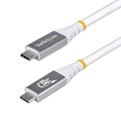 StarTech.com 1.5m (5ft) USB4 Cable, 80Gbps, USB-IF Certified USB-C Cable, 240W PD (White)