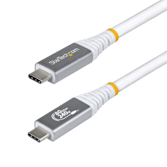 StarTech.com 1m (3ft) USB4 Cable, 80Gbps, USB-IF Certified USB-C Cable, 240W PD, 8K (White)
