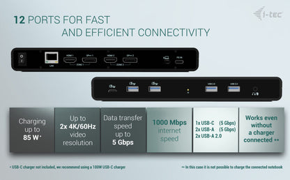 i-tec Universal Display + USB-C Docking Station 85W