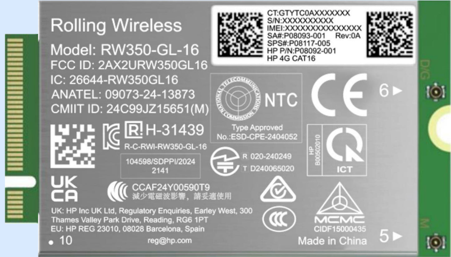 HP 4G LTE-Advanced Pro Cat16 WWAN Internal Network Adapter