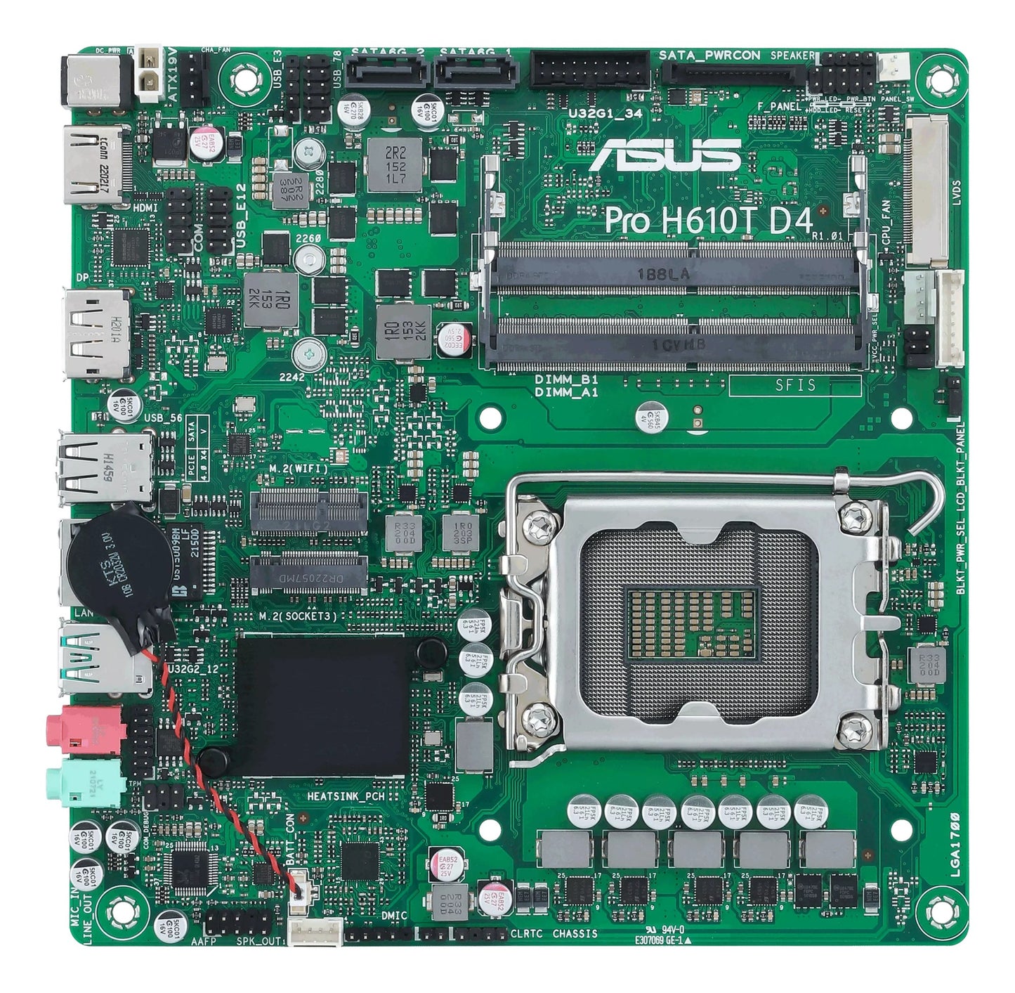 ASUS Pro H610T D4-CSM Intel H610 LGA 1700 Thin Mini ITX Motherboard