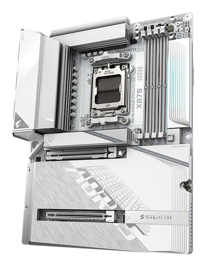 Gigabyte X870 AORUS STEALTH ICE Motherboard - Supports AMD Ryzen 9000 CPUs, 16+2+2