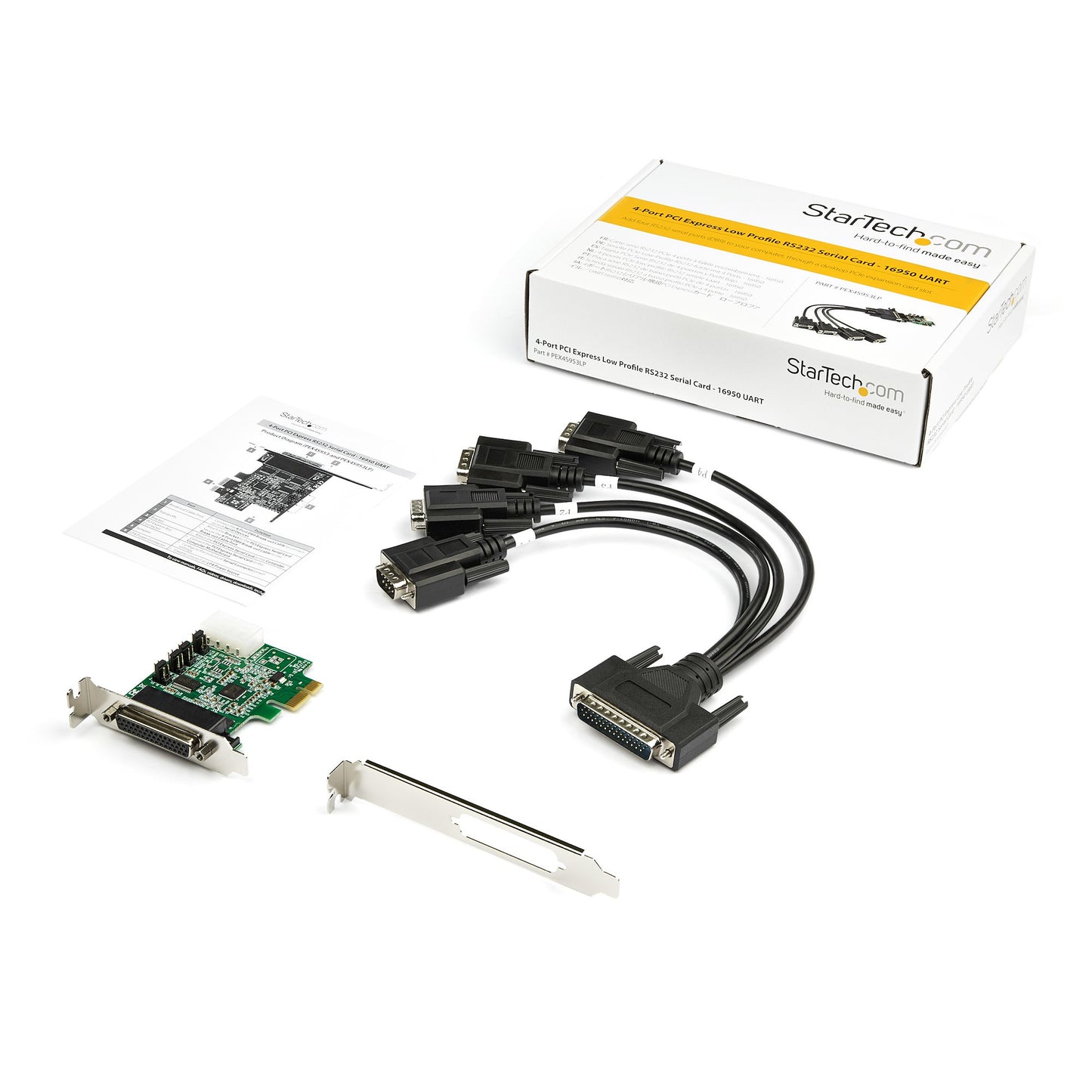 StarTech.com 4-port PCI Express RS232 Serial Adapter Card - PCIe RS232 Serial Host Hub (4S953LP)