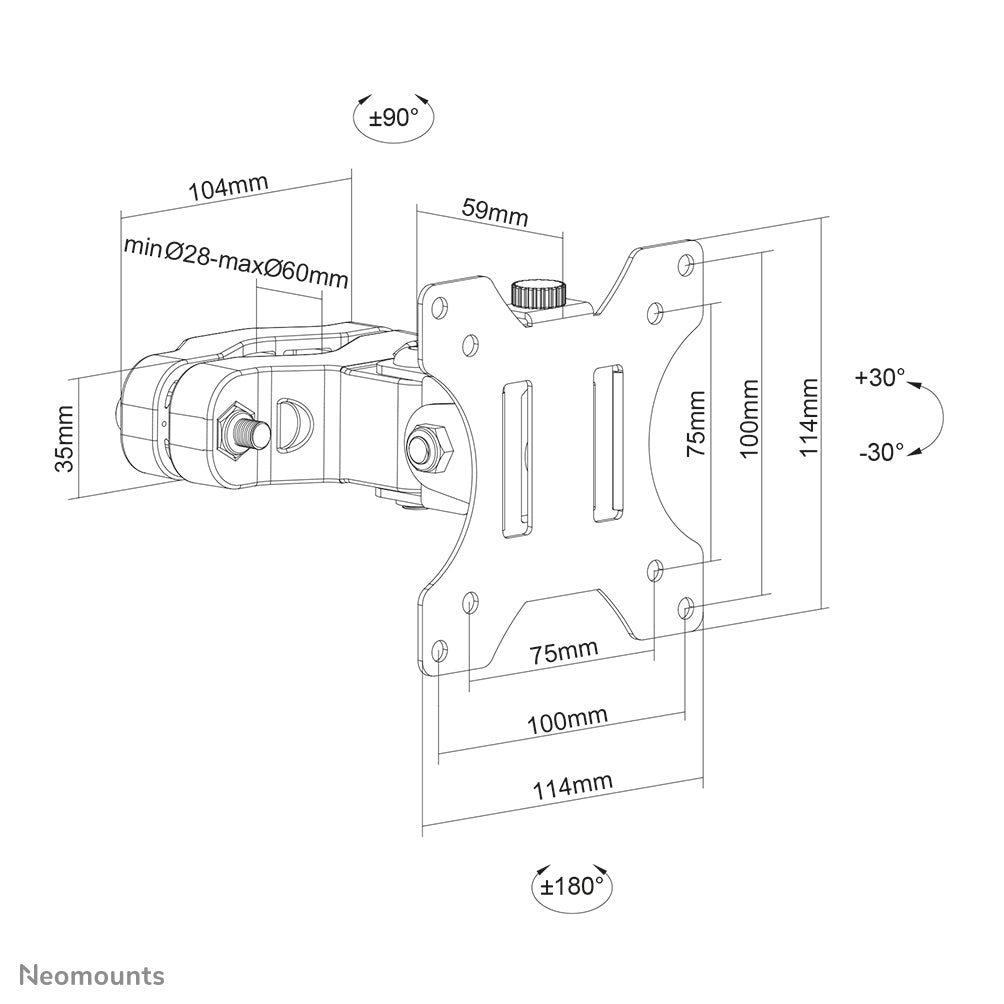 Neomounts FL40-430BL11 TV pole mount 17-32" - diam. 28-60 mm