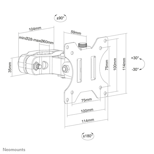 Neomounts FL40-430BL11 TV pole mount 17-32" - diam. 28-60 mm