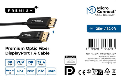 Microconnect DP-MMG-2500V1.4OP DisplayPort cable 25 m Black