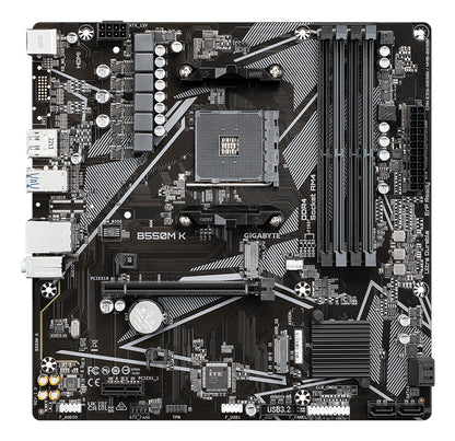 Gigabyte B550M K Motherboard - AMD Ryzen 5000 CPUs, up to 4733MHz DDR4, 1xPCIe 4.0 +