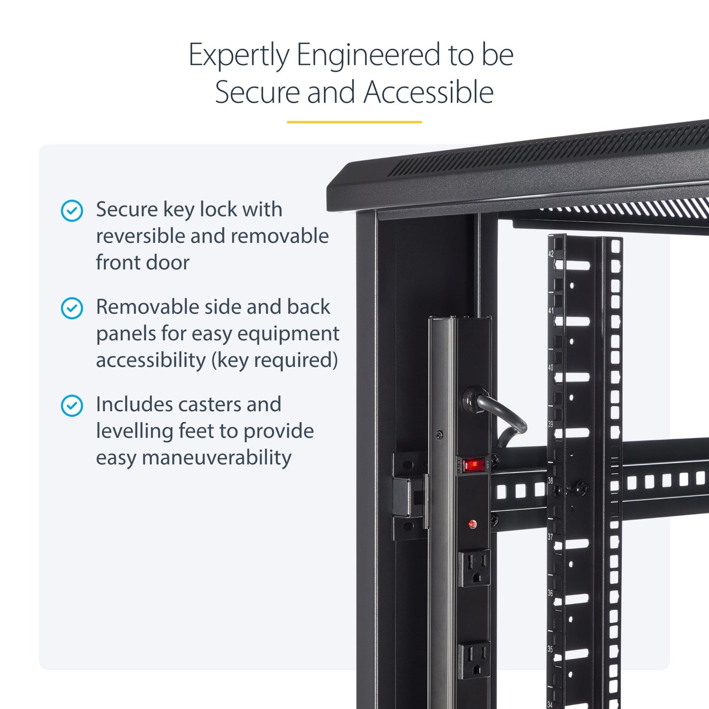 StarTech.com 42U Enterprise-Grade Server Rack Cabinet, 19in Enclosed 4-Post Rack