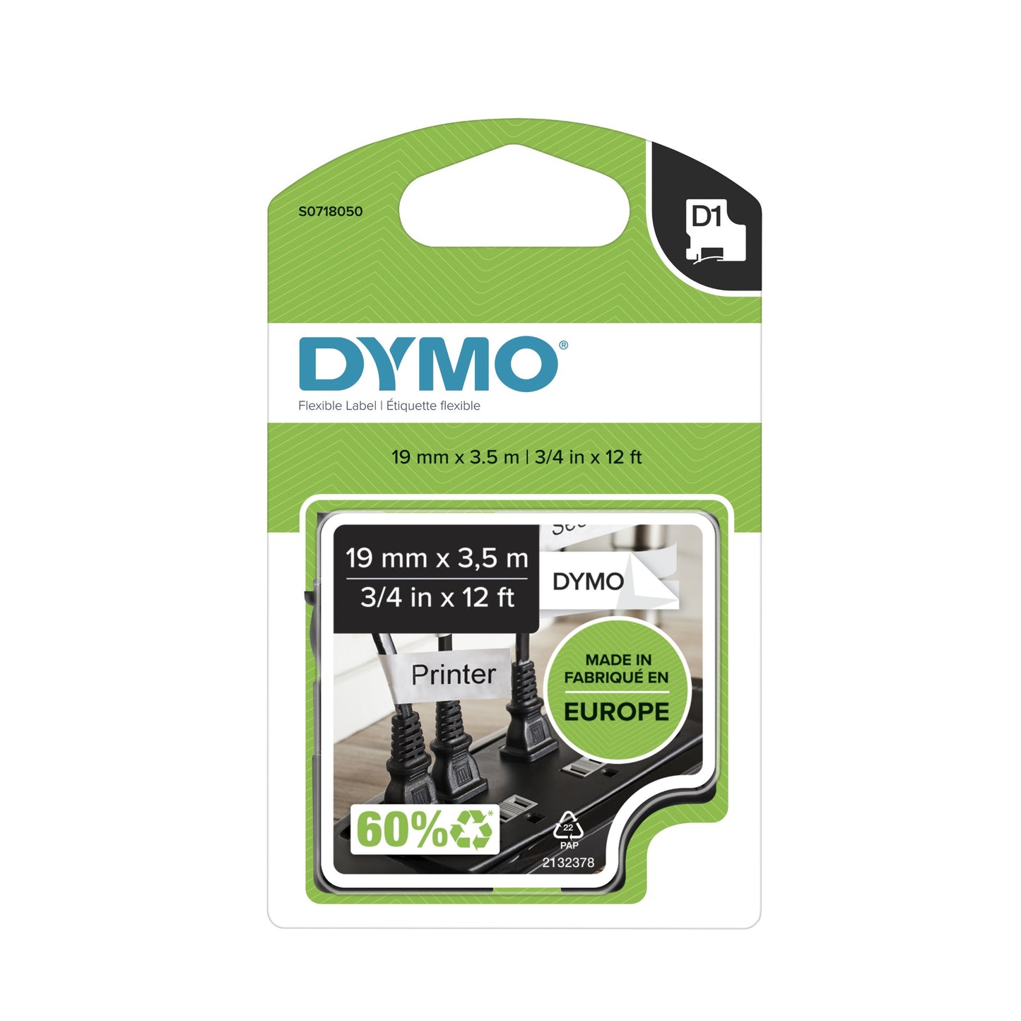 DYMO 16957/S0718040 DirectLabel-etikettes Nylon black on white 12mm x 3,5m for Dymo Labels