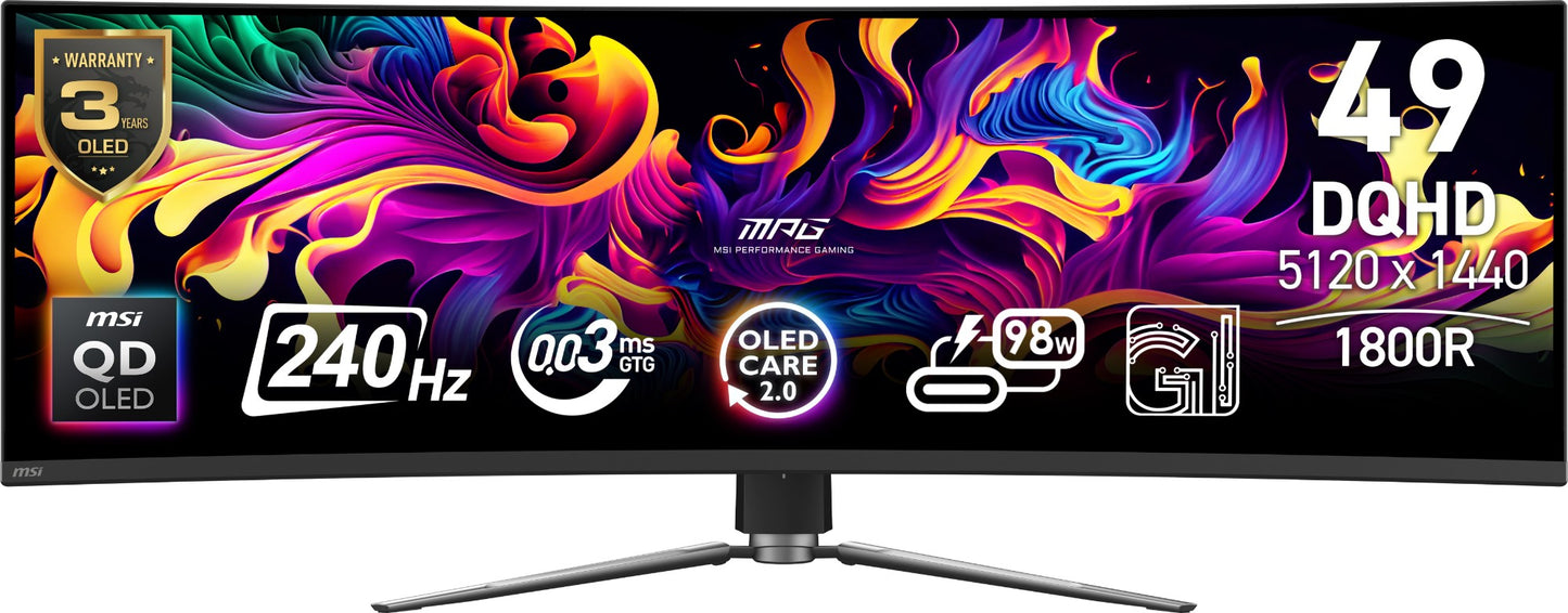 MSI MPG 491CQPX QD-OLED 49" DQHD OLED 240Hz Curved Monitor