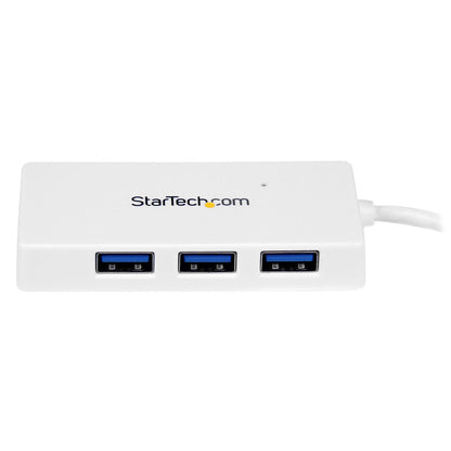 StarTech.com Portable 4 Port SuperSpeed Mini USB 3.0 Hub - White~Portable 4 Port