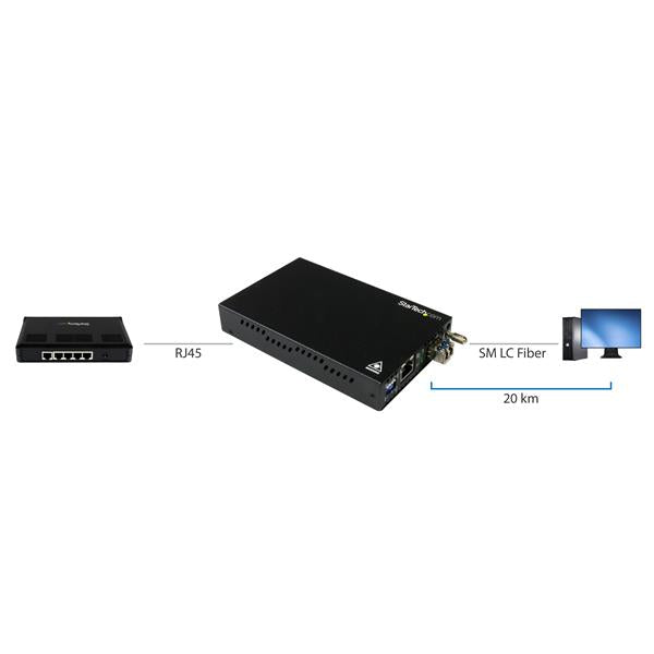 StarTech.com Gigabit Ethernet Copper-to-Fiber Media Converter - SM LC - 20 km Networking